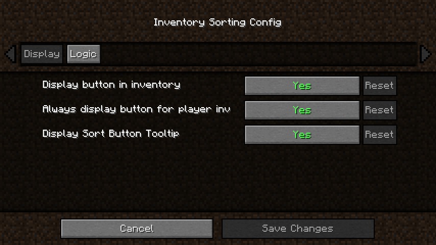 Inventory Sorting for Minecraft 1.18