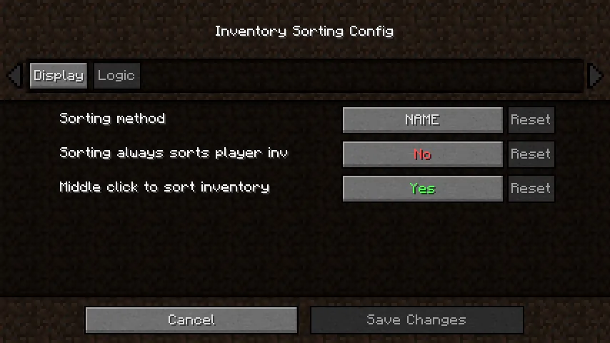 Inventory Sorting for Minecraft 1.16