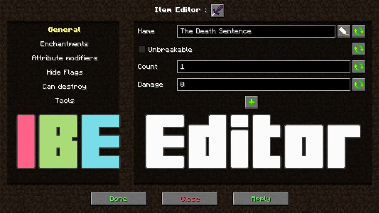 IBE Editor for Minecraft 1.20.2