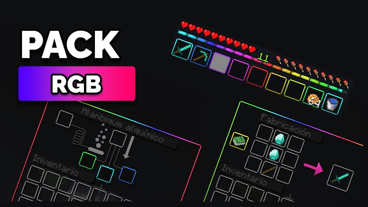 Animated RGB XP Bar & Classic Inventory GUI for Minecraft Pocket Edition 1.18